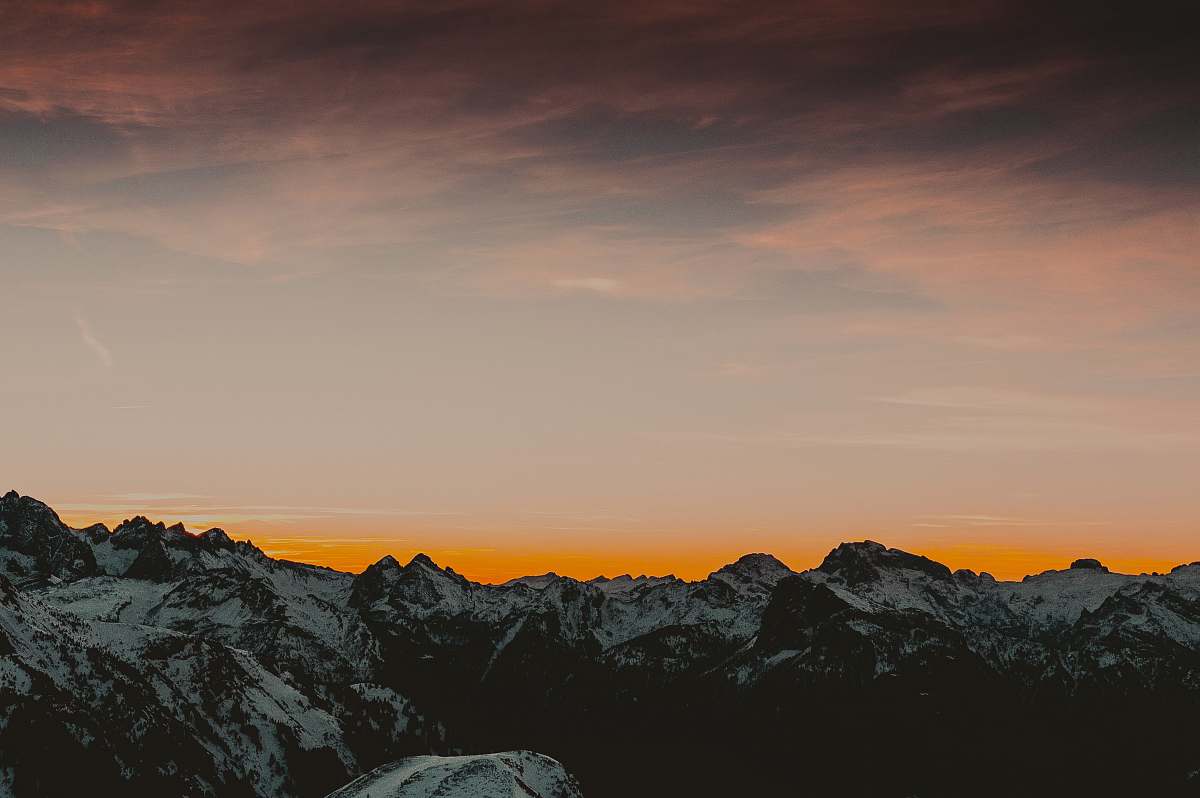 mountain range icy mountain sunset scenery nature